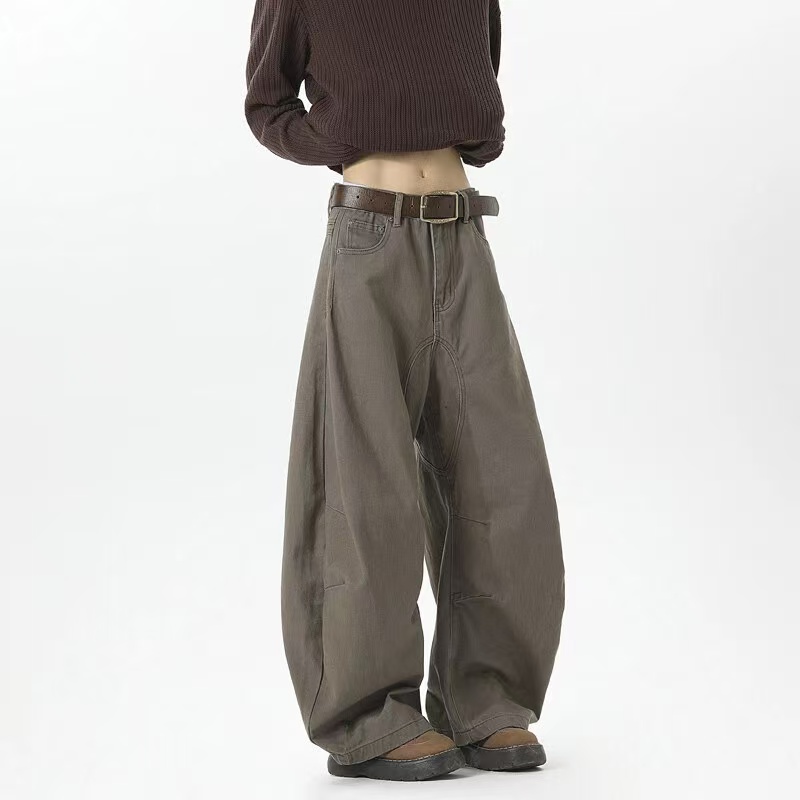 LIGGICC廓形弯刀工装牛仔裤男秋美式vibe高街潮牌宽松直筒阔腿裤4