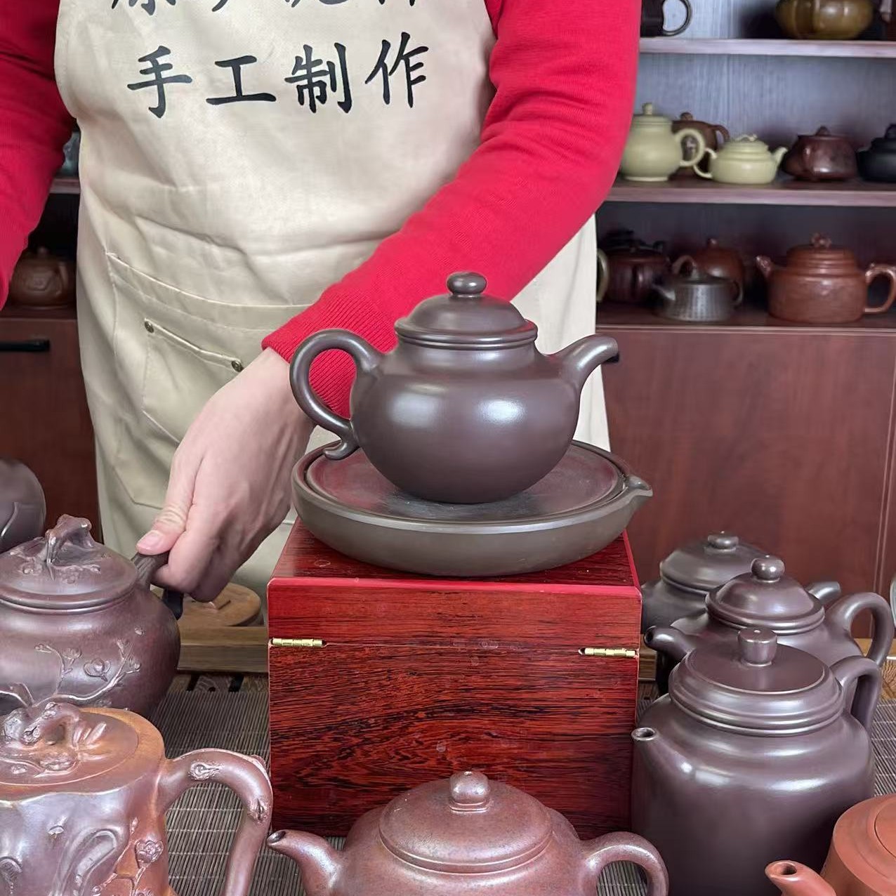 珍贵有料紫茄泥莲子家藏料紫砂壶