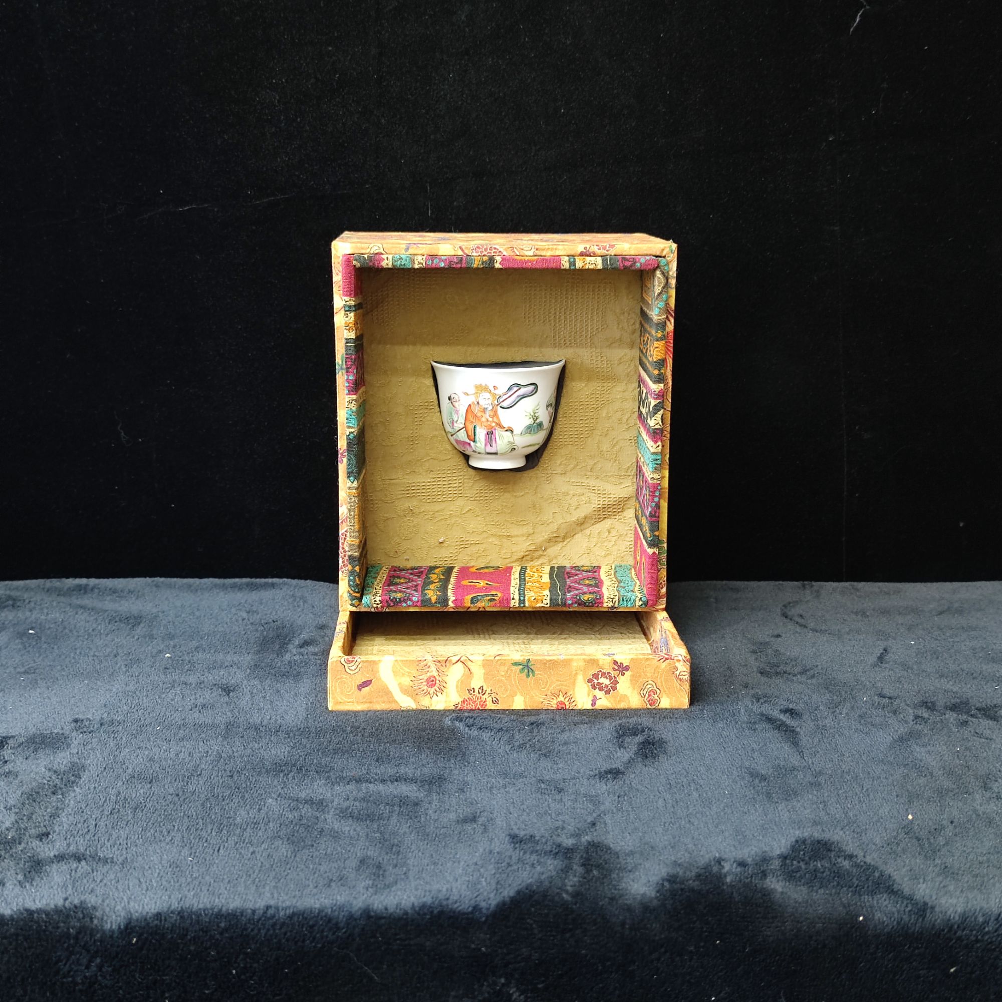 【闪购商品】N1清乾隆粉彩描金财神杯.