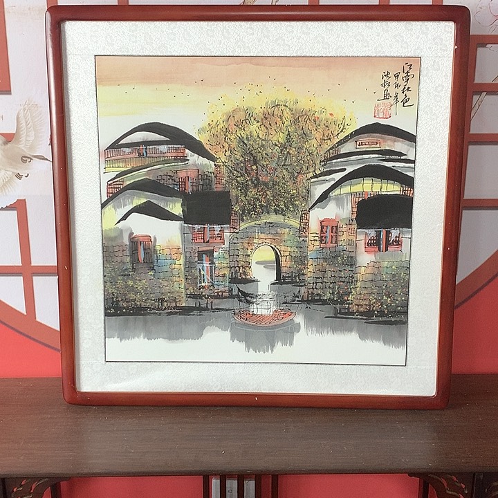 国画带框尺寸62✖️62手绘包邮