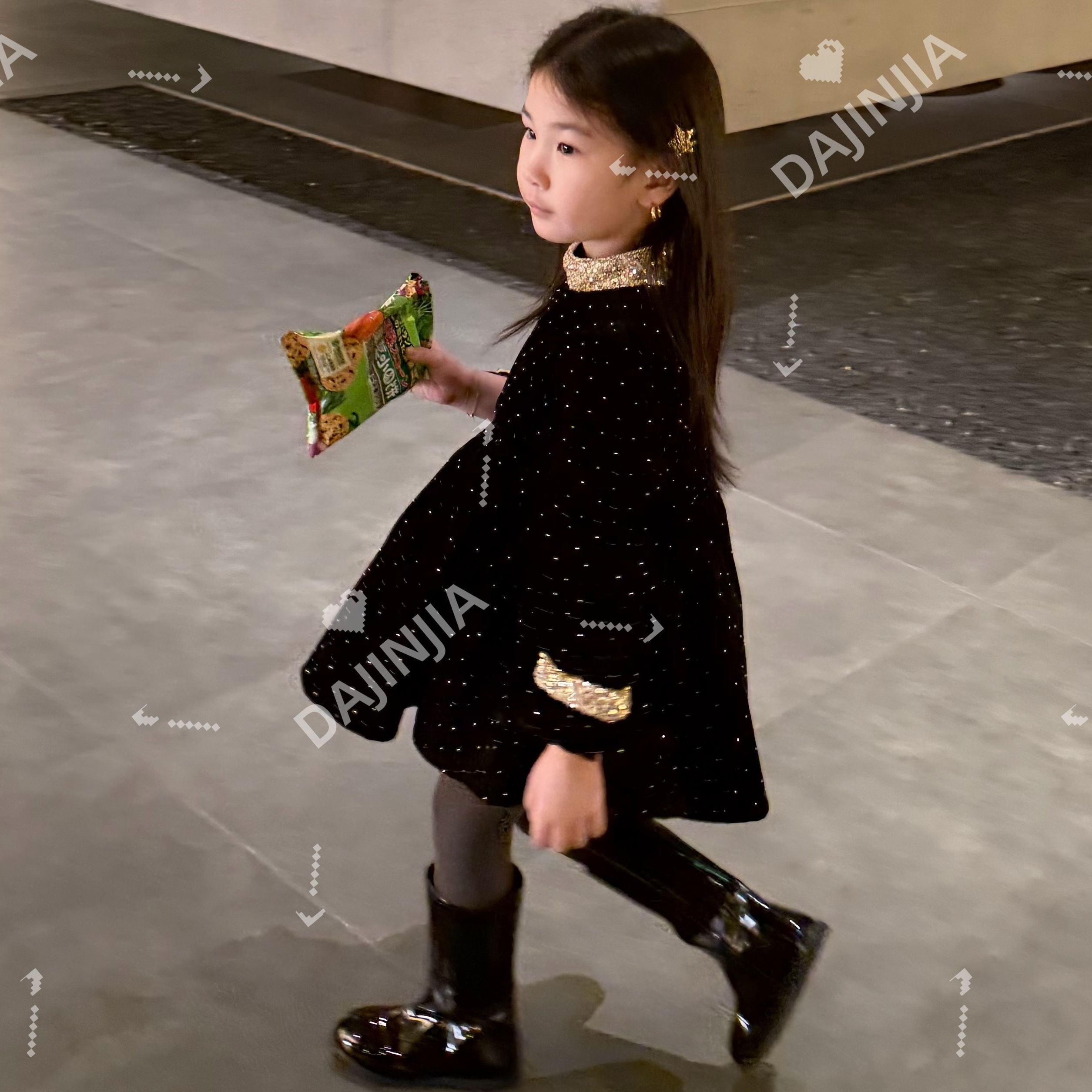 大金定制风满天星亮闪丝绒连衣裙加厚亮片公主裙蓬蓬裙生日礼服裙