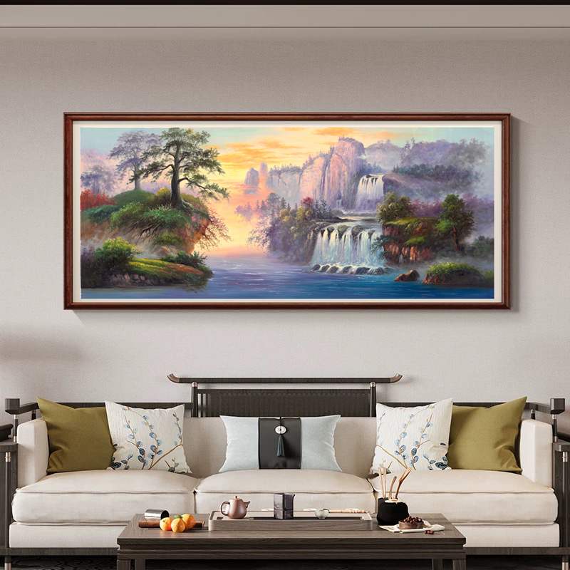 【漓江春色】新中式客厅装饰画肌理复刻版画办公室挂画