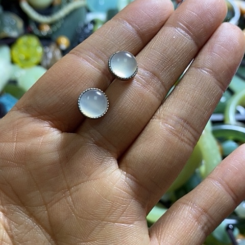 岫玉耳钉未镶嵌一对