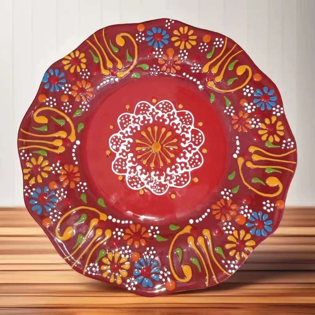 【红贵人】家用陶瓷轻奢釉下彩9寸平盘