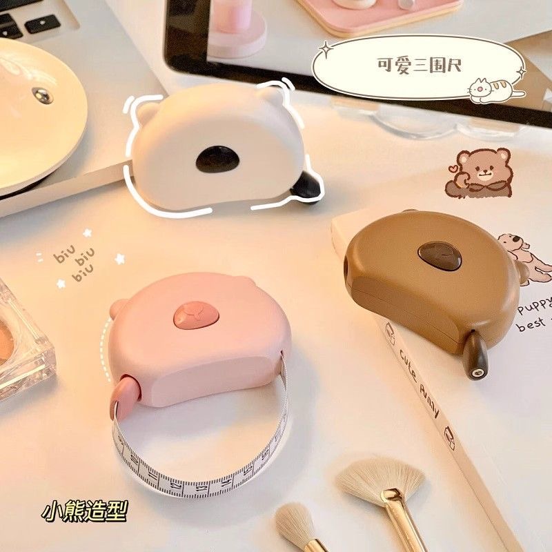 家用卡通三围尺便携软尺量腰围裁缝健身尺卡通自动收缩磁吸三维尺