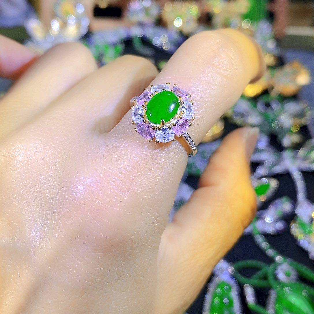 吊坠(不含链)银S925镶嵌翡翠