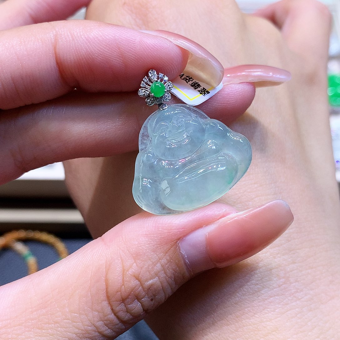 吊坠(不含链)18K金镶嵌翡翠翡翠吊坠