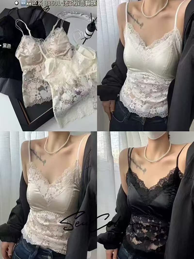 【芷希女装】（39）蕾丝吊带女带胸垫