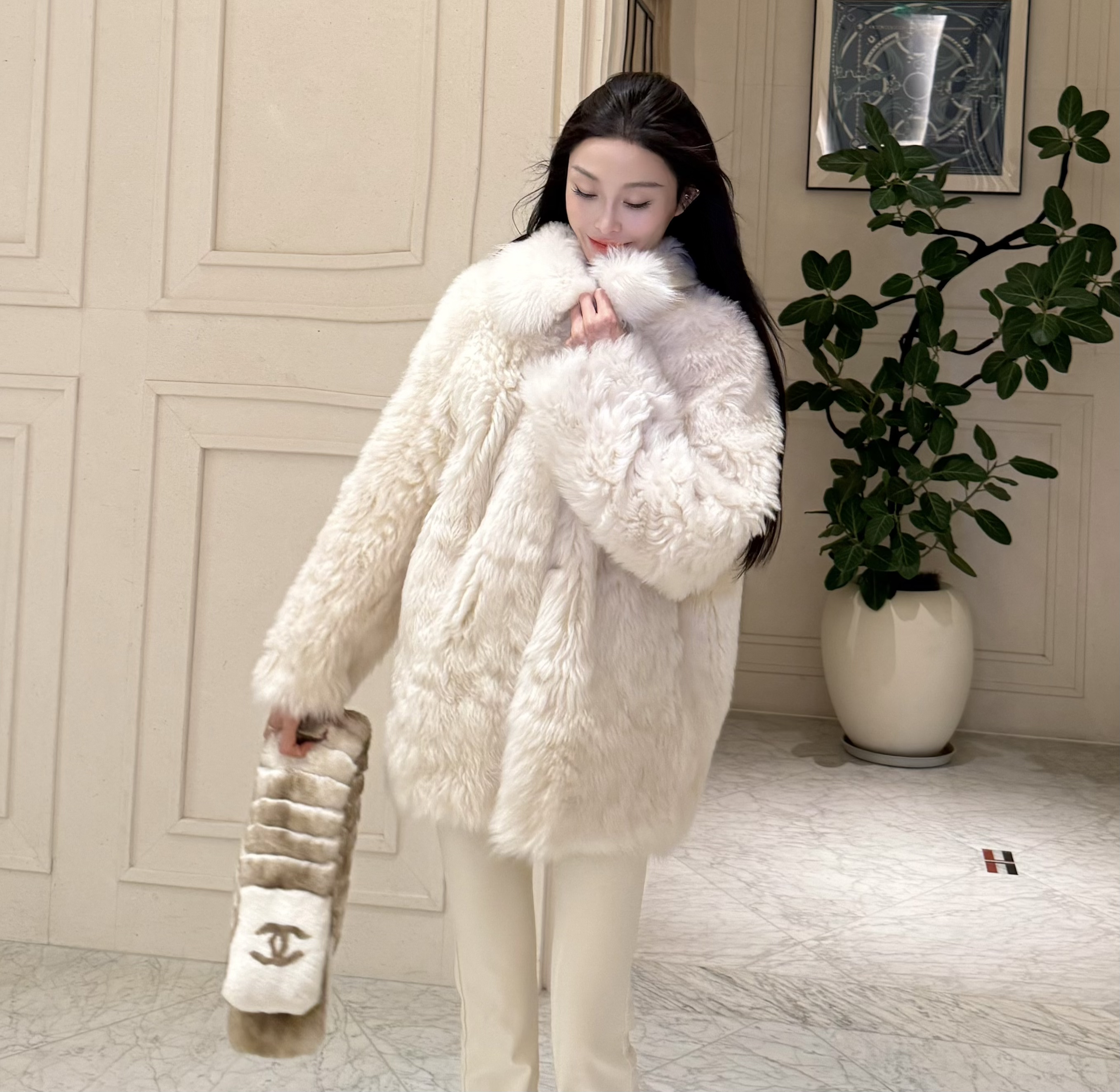 韩女托卡 ·托斯卡纳超显瘦简约皮毛一体皮草