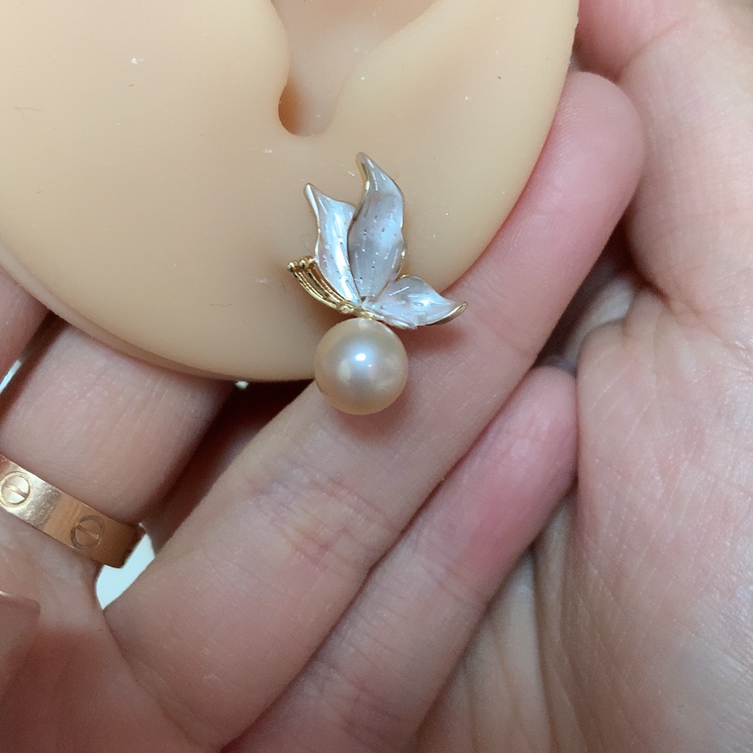 淡水珍珠耳饰合金