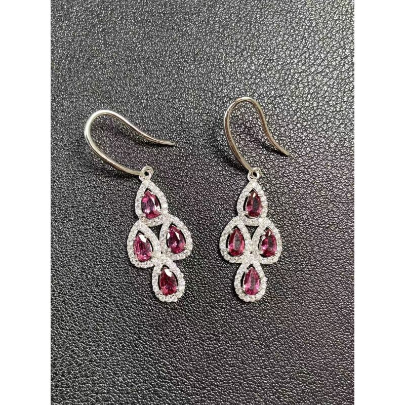 H84 天然石榴石耳饰  S925银镶嵌 （多样性发其一）