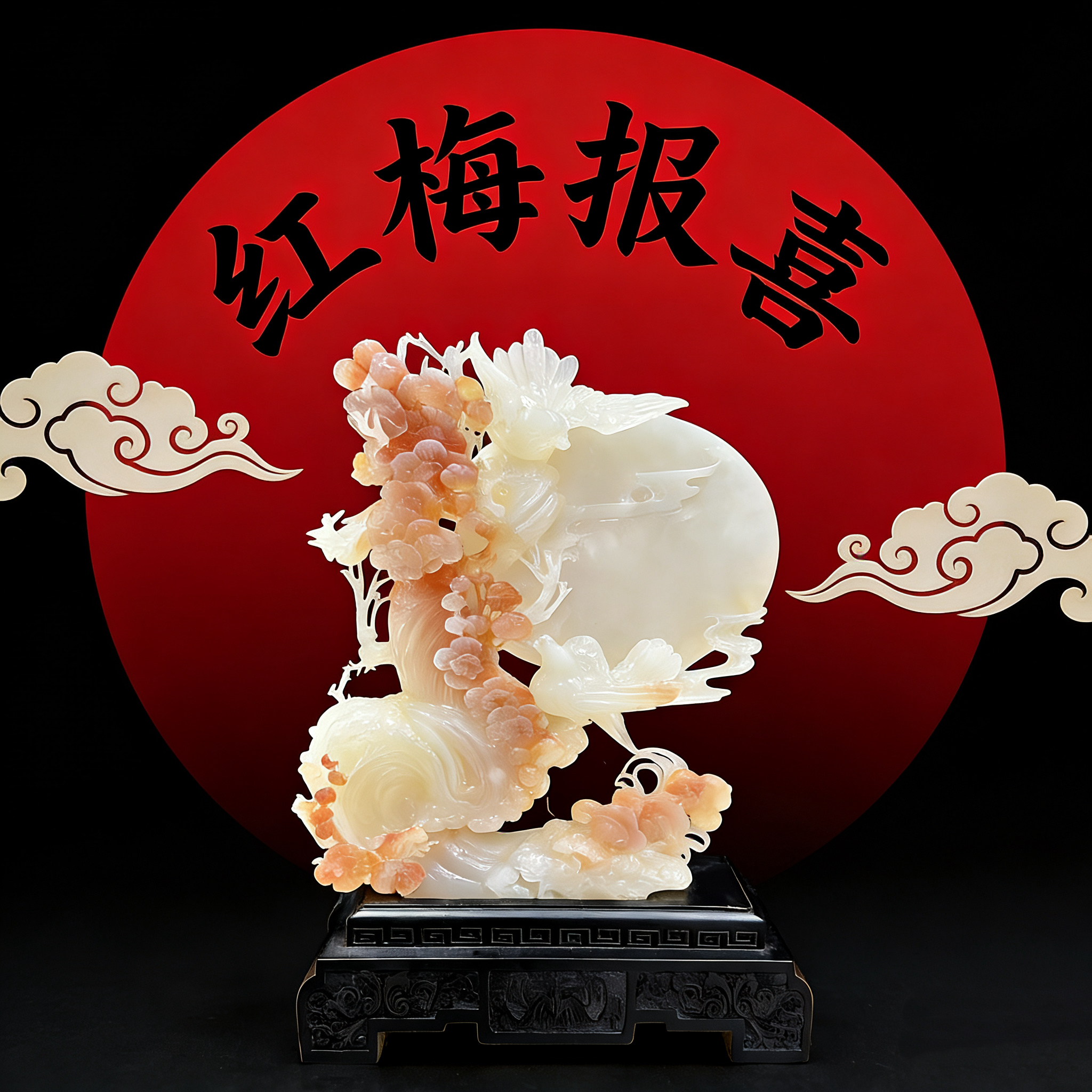 家和万事兴玉石平安扣摆件客厅玄关酒柜高档乔迁结婚送