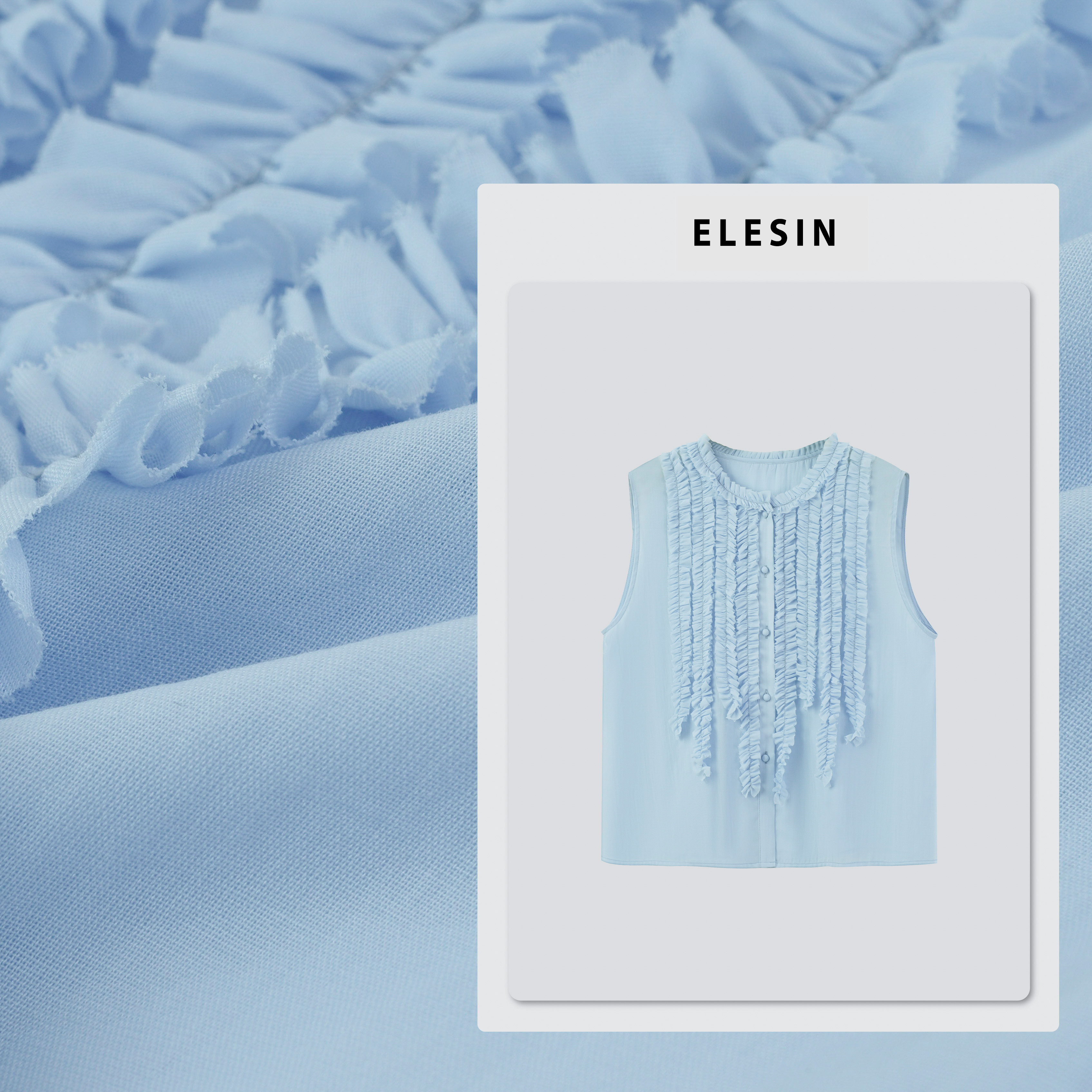 ELESIN【月半湾】前襟褶皱花边衬衫 CS250193
