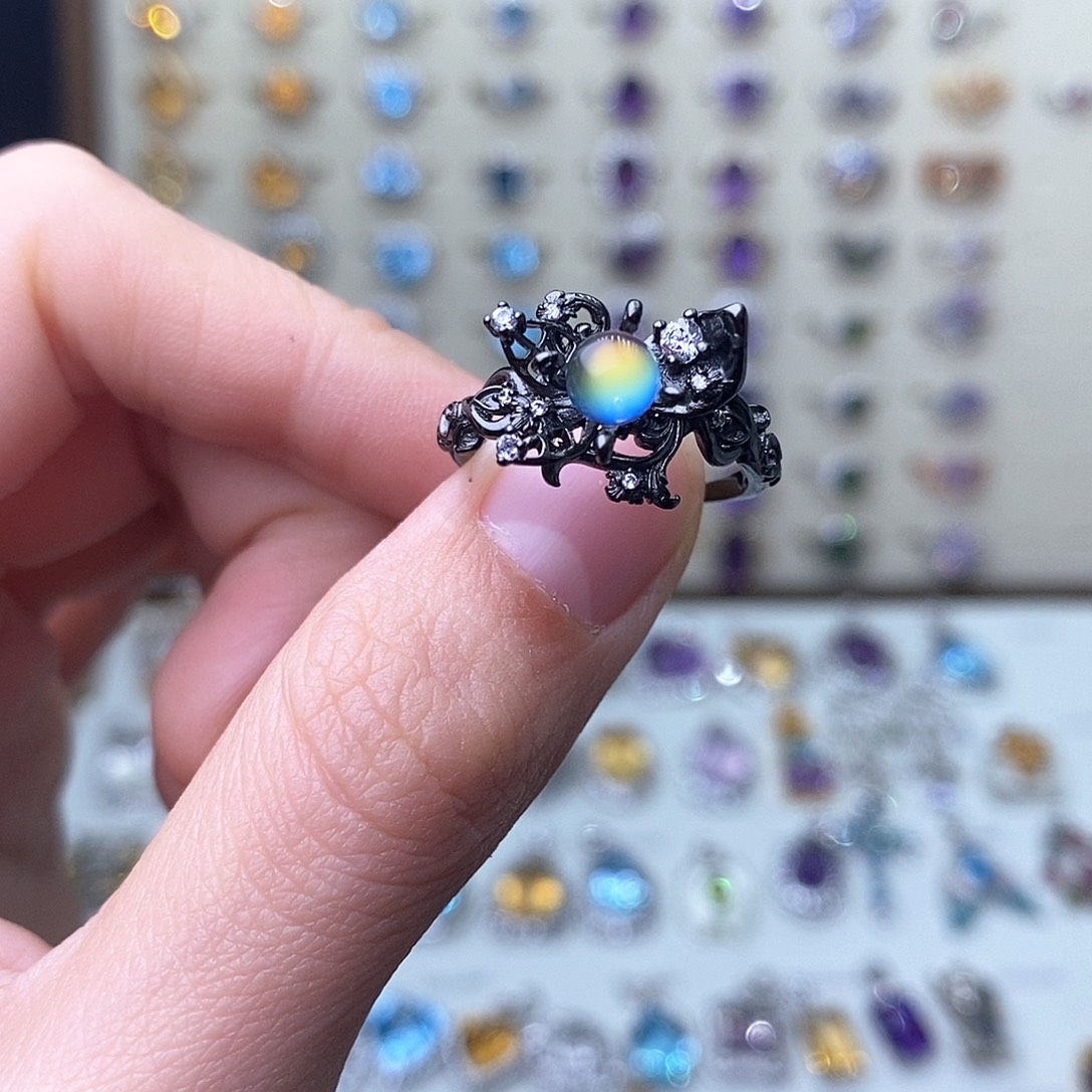 月光石戒指银S925镶嵌马岛（需要证书备注）