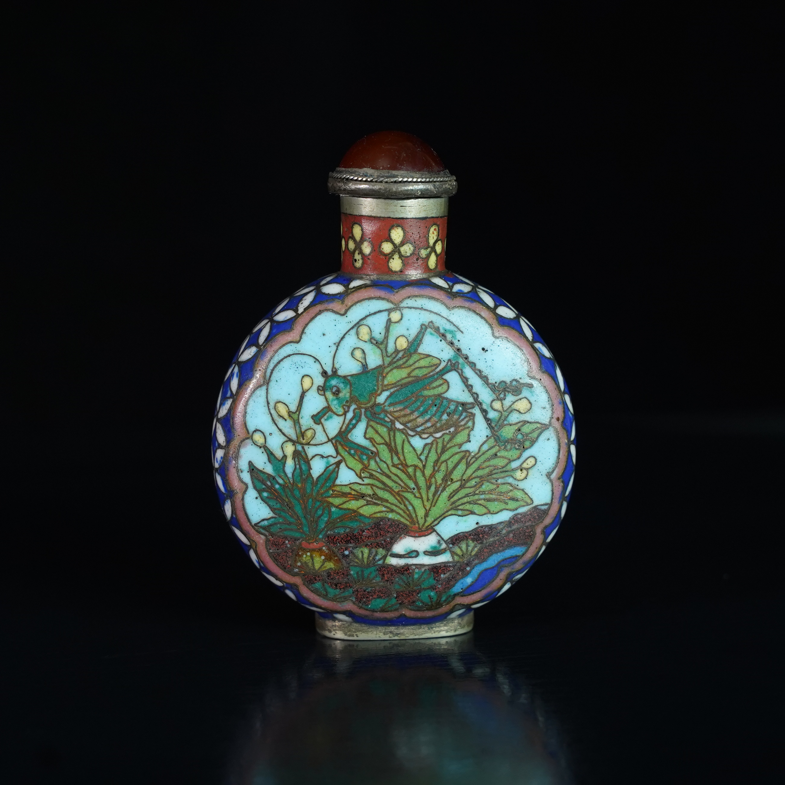 LLS241212002【十竹斋】明代铜胎掐丝珐琅百财腾达鼻烟壶