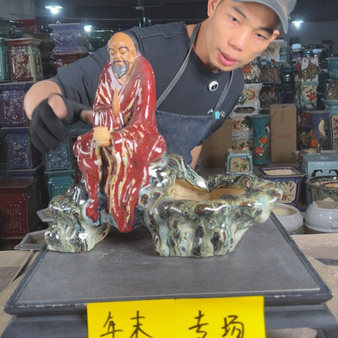 一风堂石湾花盆。缝隙