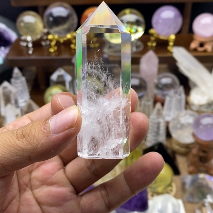 早***桔天然白水晶柱摆件8