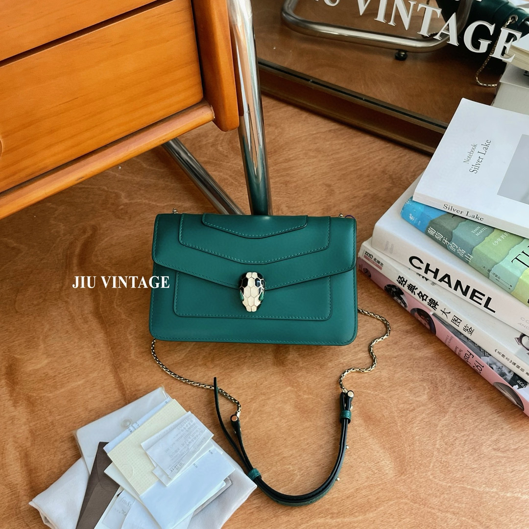95新 BVLGARI/宝格丽 蛇头小号绿 BJM12-1245