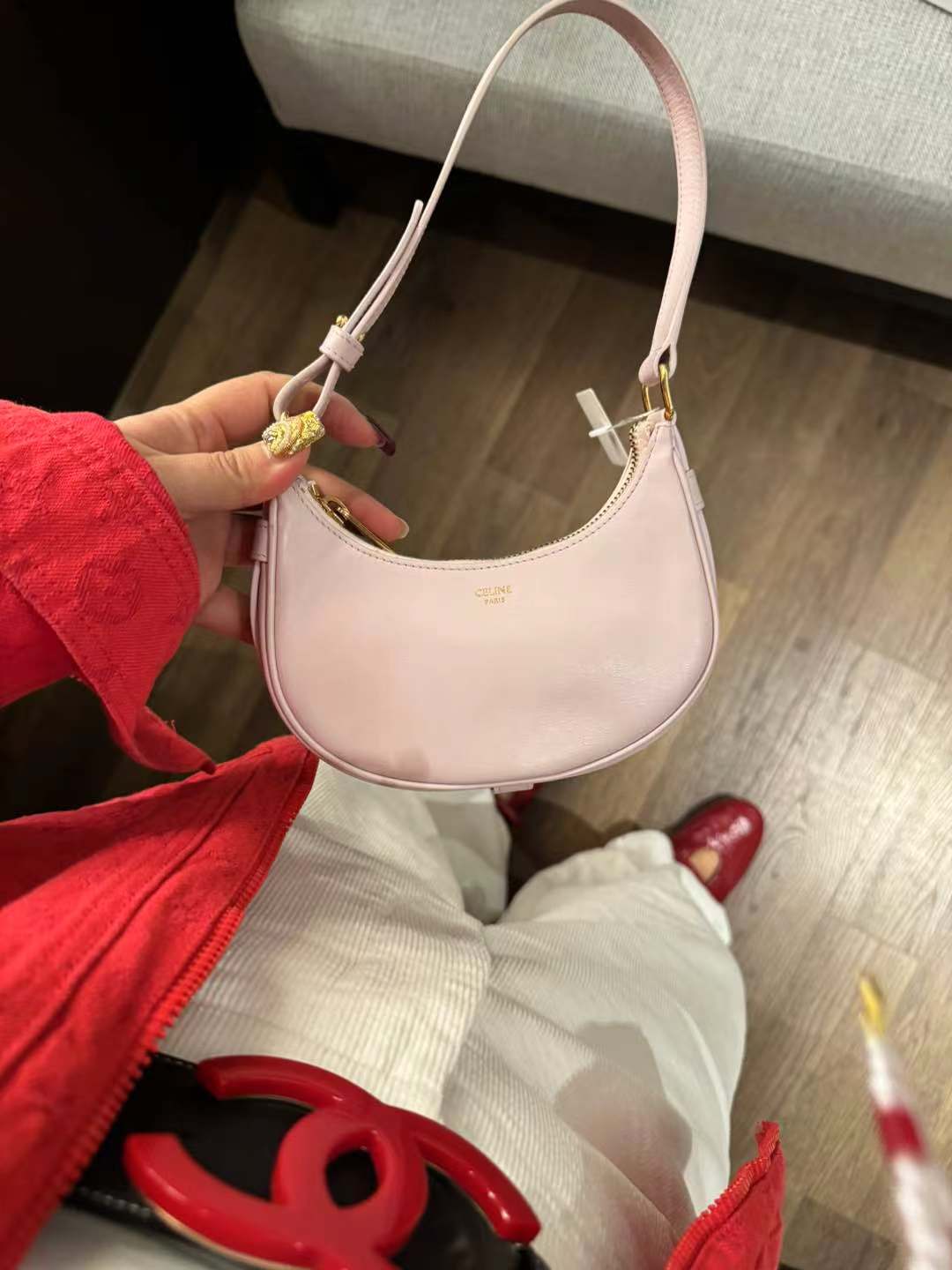 95新 Celine/思琳 展会外场！粉色豌豆hobo包