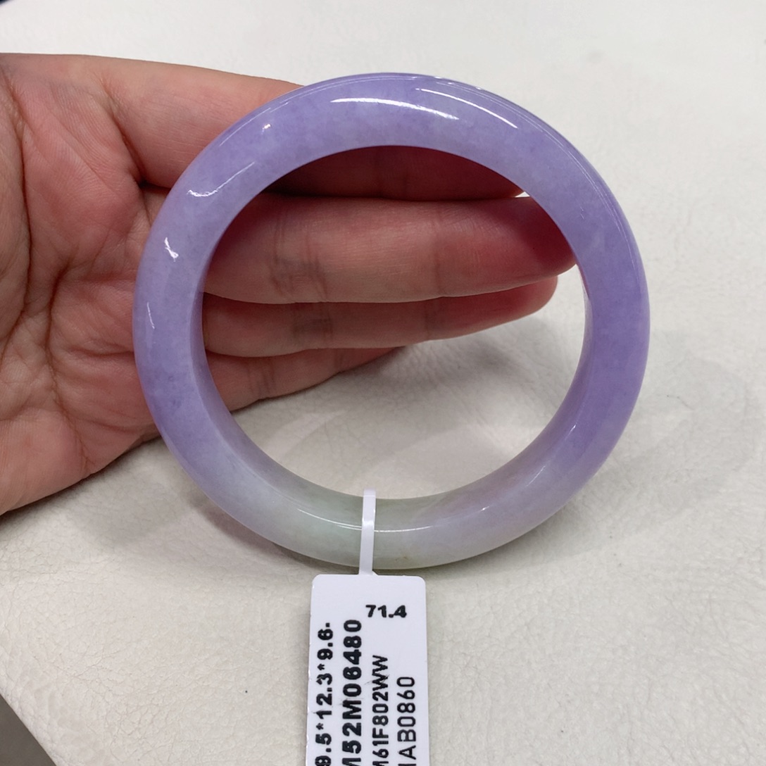 未镶嵌手镯翡翠59.5圈口艳紫正圈