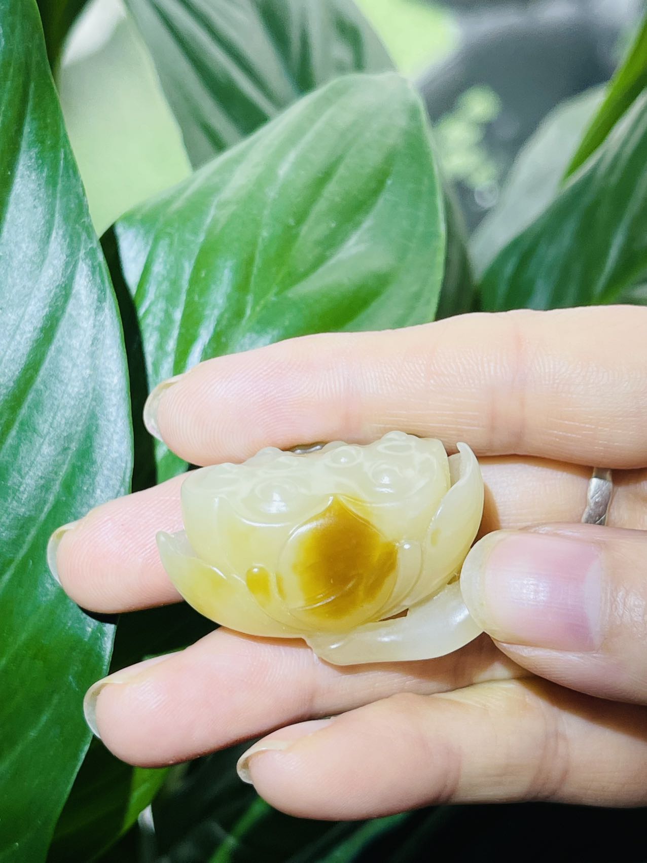 新疆和田玉糖白玉莲花