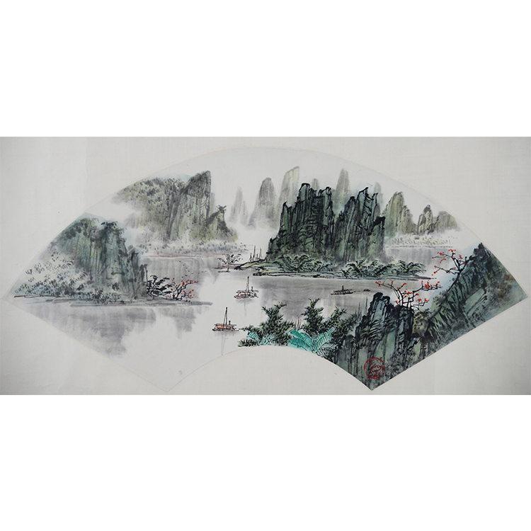 D24 1BXS漓江山水 纸本镜片21*54cm 附2013年台历