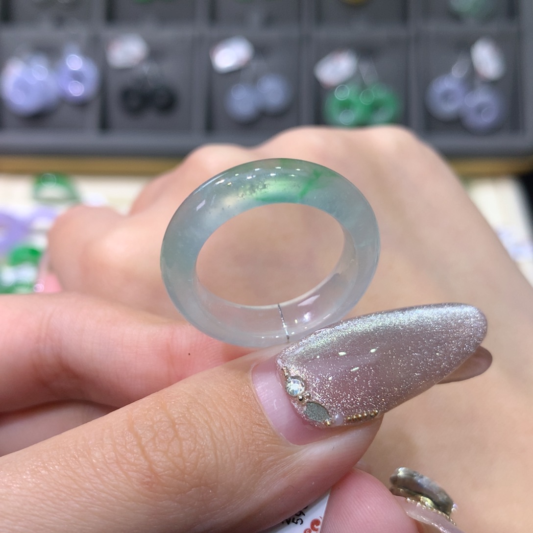 翡翠戒指未镶嵌16-17荧光棒