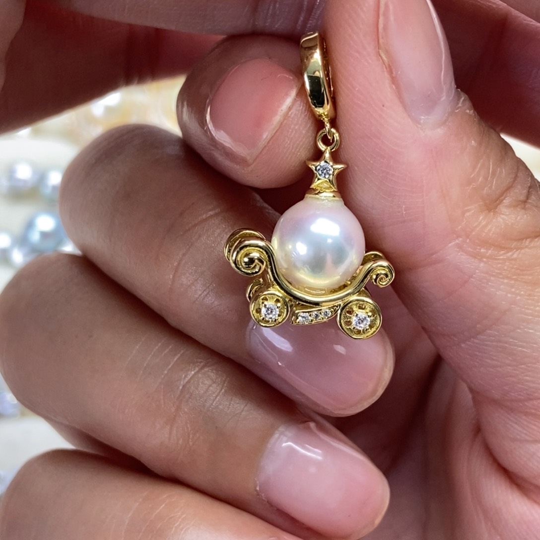 海水珍珠银S925镶嵌吊坠(不含链)