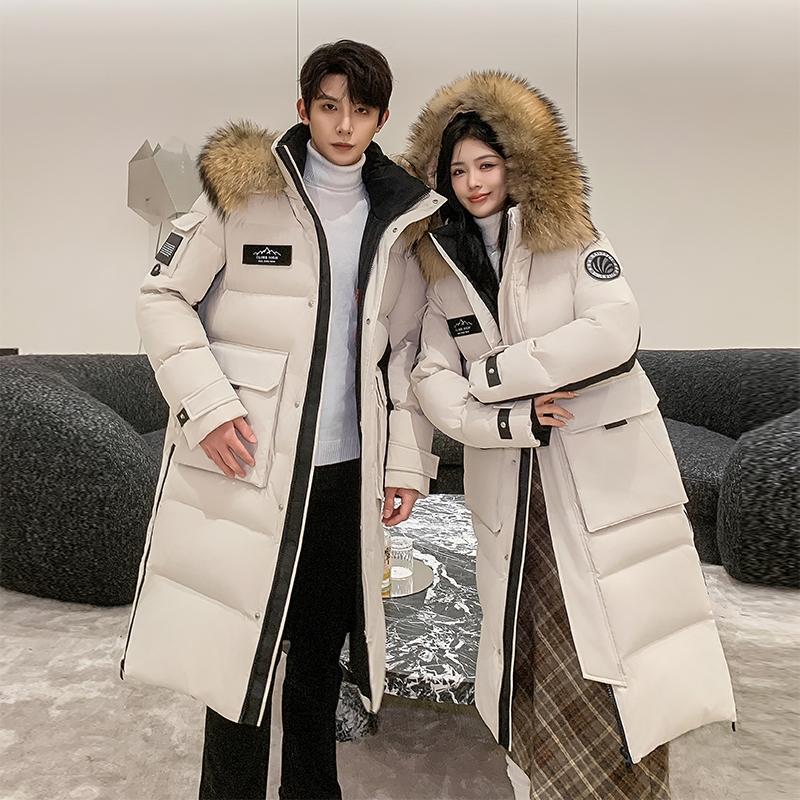 哈尔滨500克鹅绒极寒服男情侣过膝羽绒服女加厚东北零下40度外套