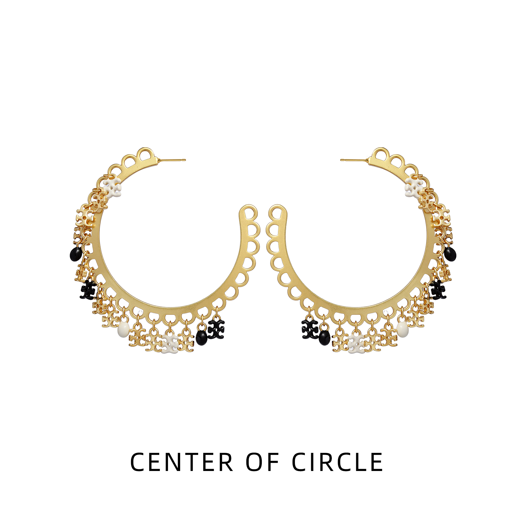 铜合金珐琅耳饰 COC圆心-铜合金高级感轻奢流苏耳圈