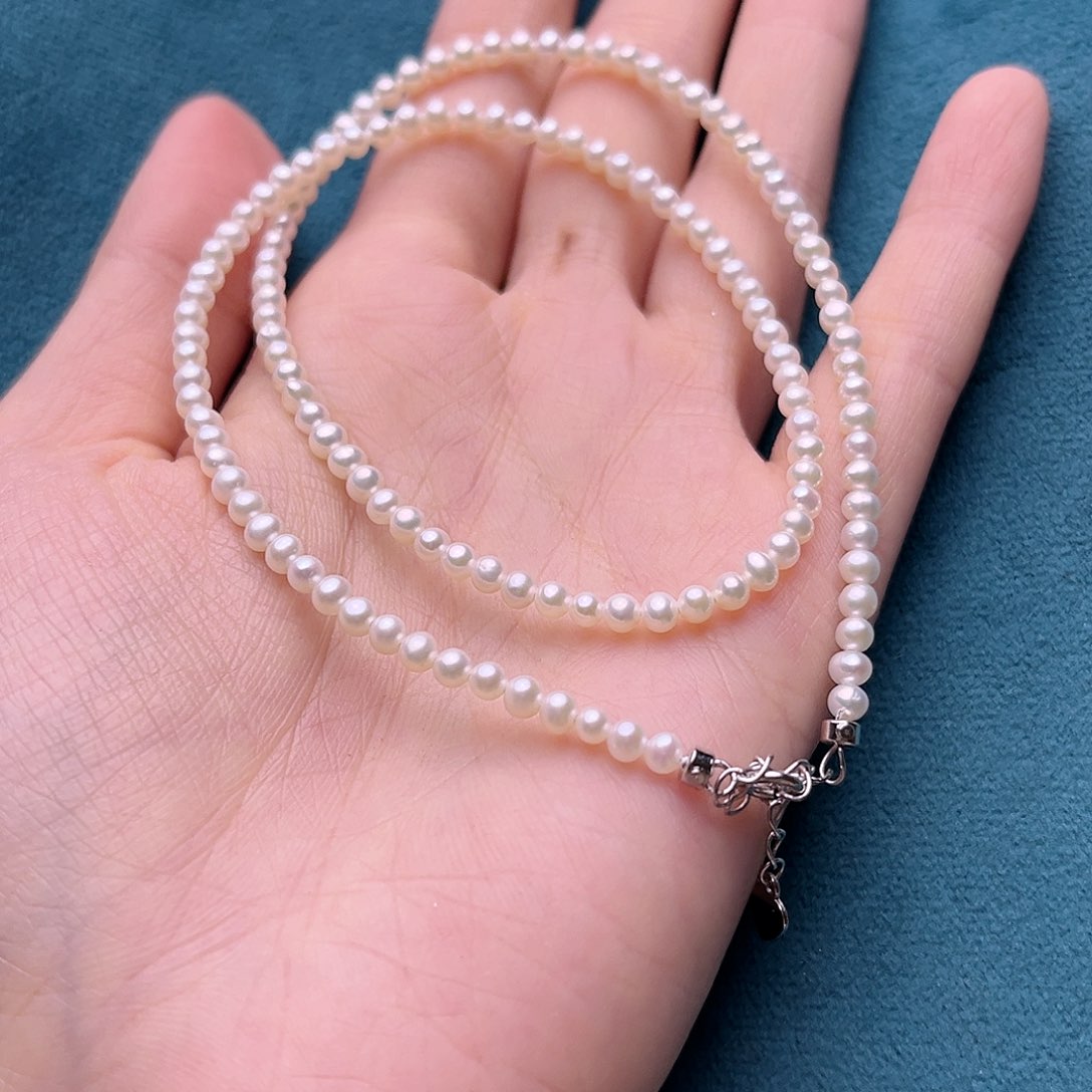 淡水珍珠银S925镶嵌项链?****