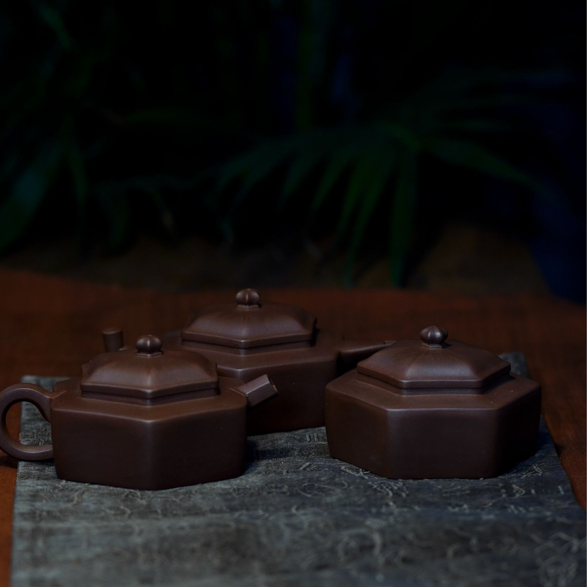 全手工紫砂方器茶壶茶叶罐套组