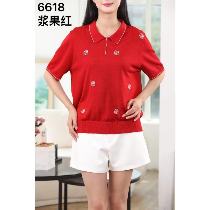 夏季短款针织衫短袖女百搭显瘦学院风撞色减龄T恤上衣-女装针织衫