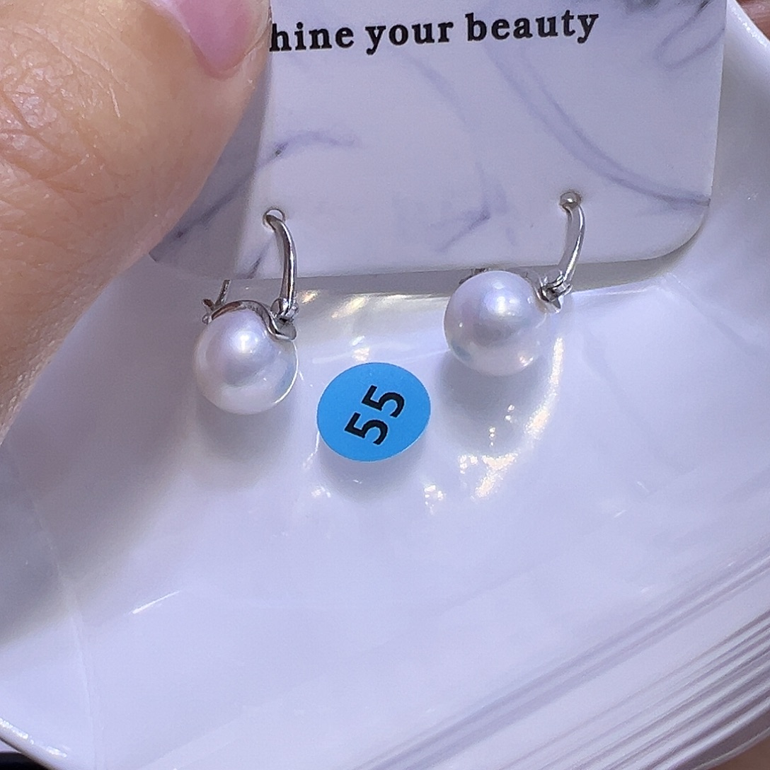 银S925镶嵌耳饰淡水珍珠