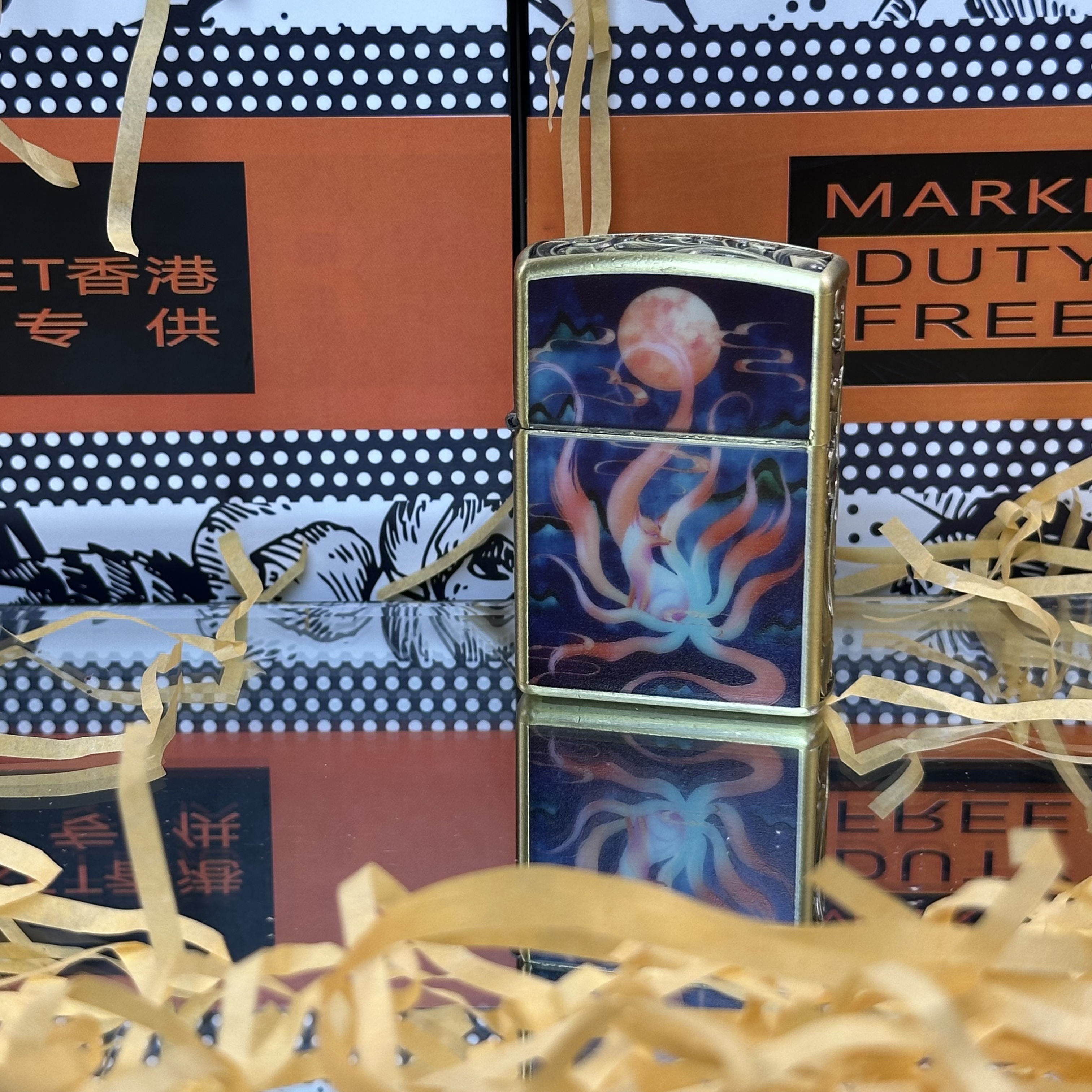 佐罗夜光月下九尾狐打火机高档防风创意设计