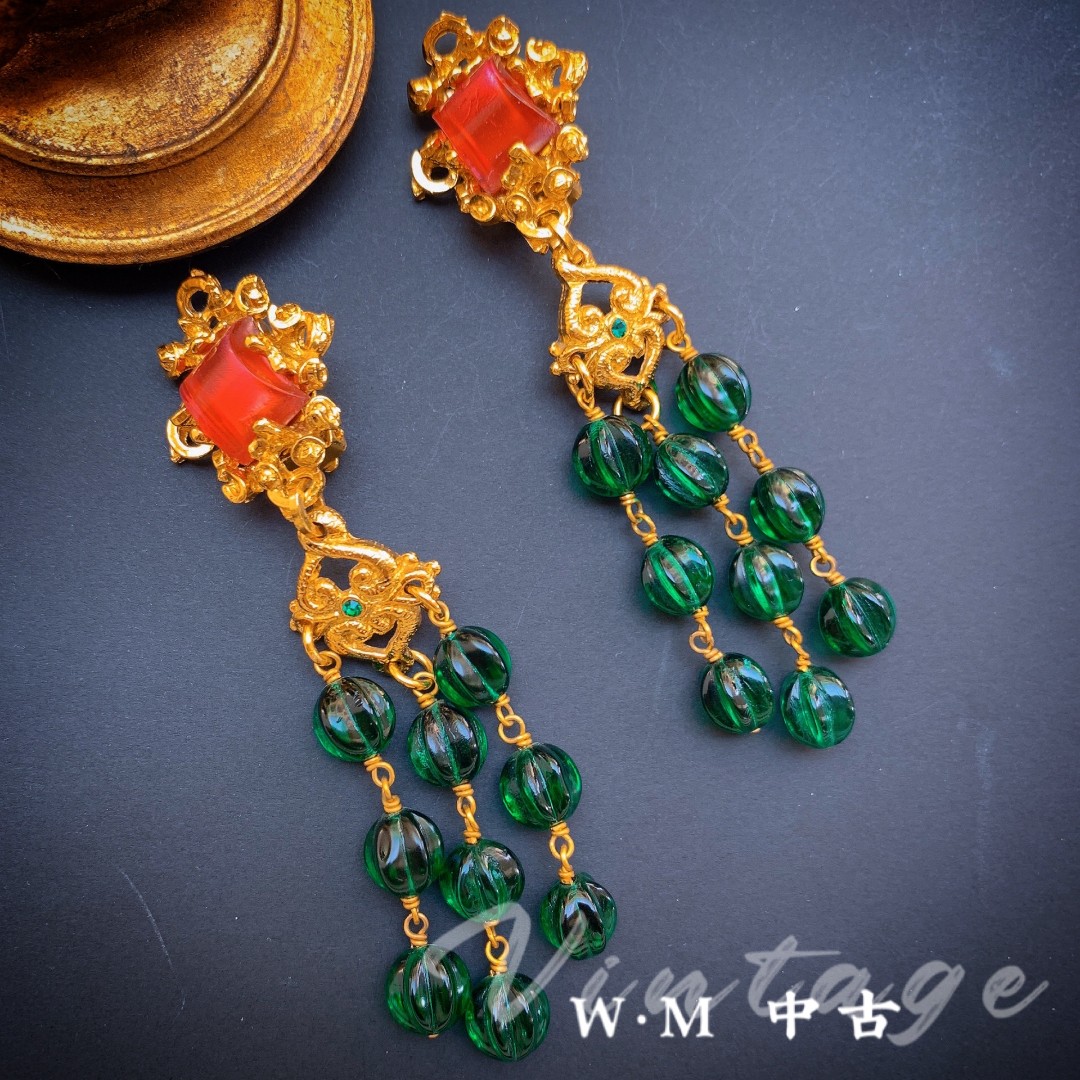铜合金耳饰 W·M中古-Gavilane（法）扫肩耳夹