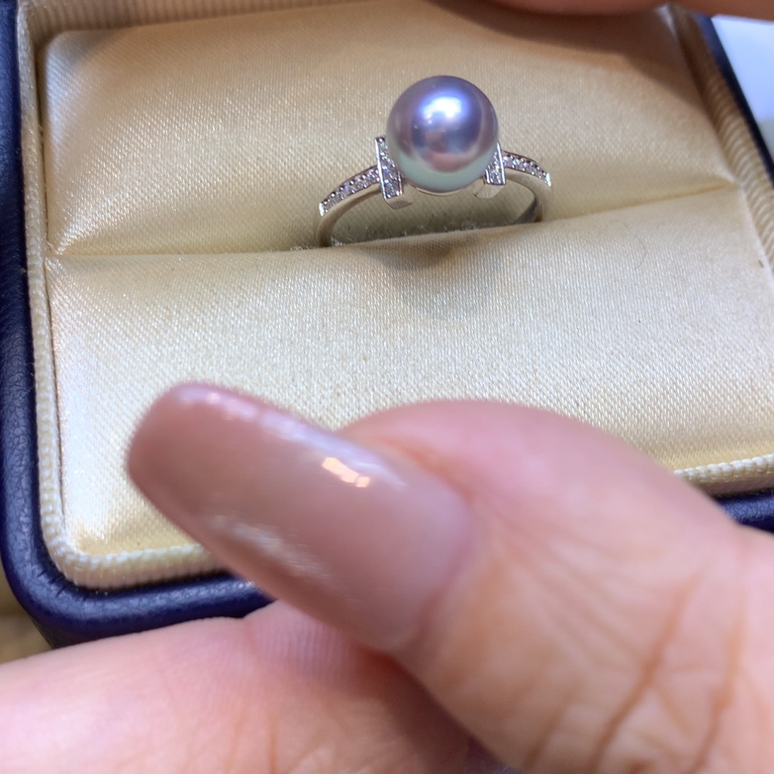 银S925镶嵌戒指海水珍珠