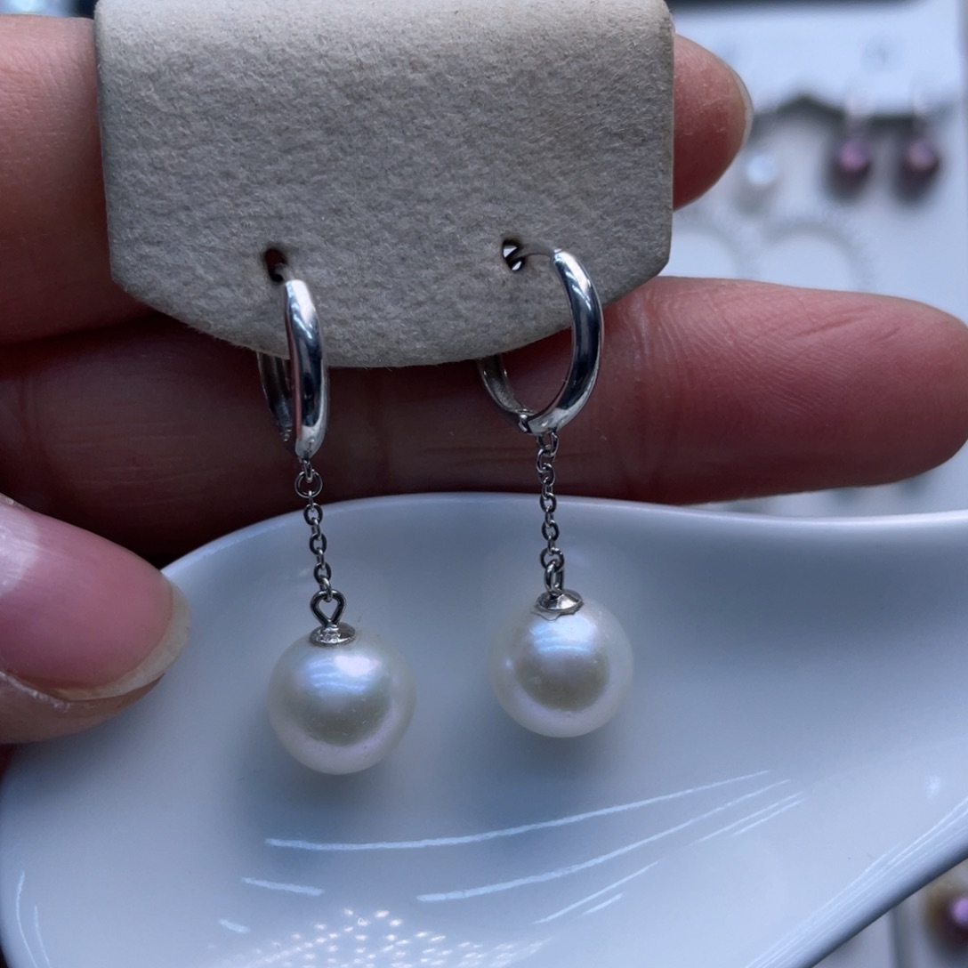 银S925镶嵌耳饰淡水珍珠