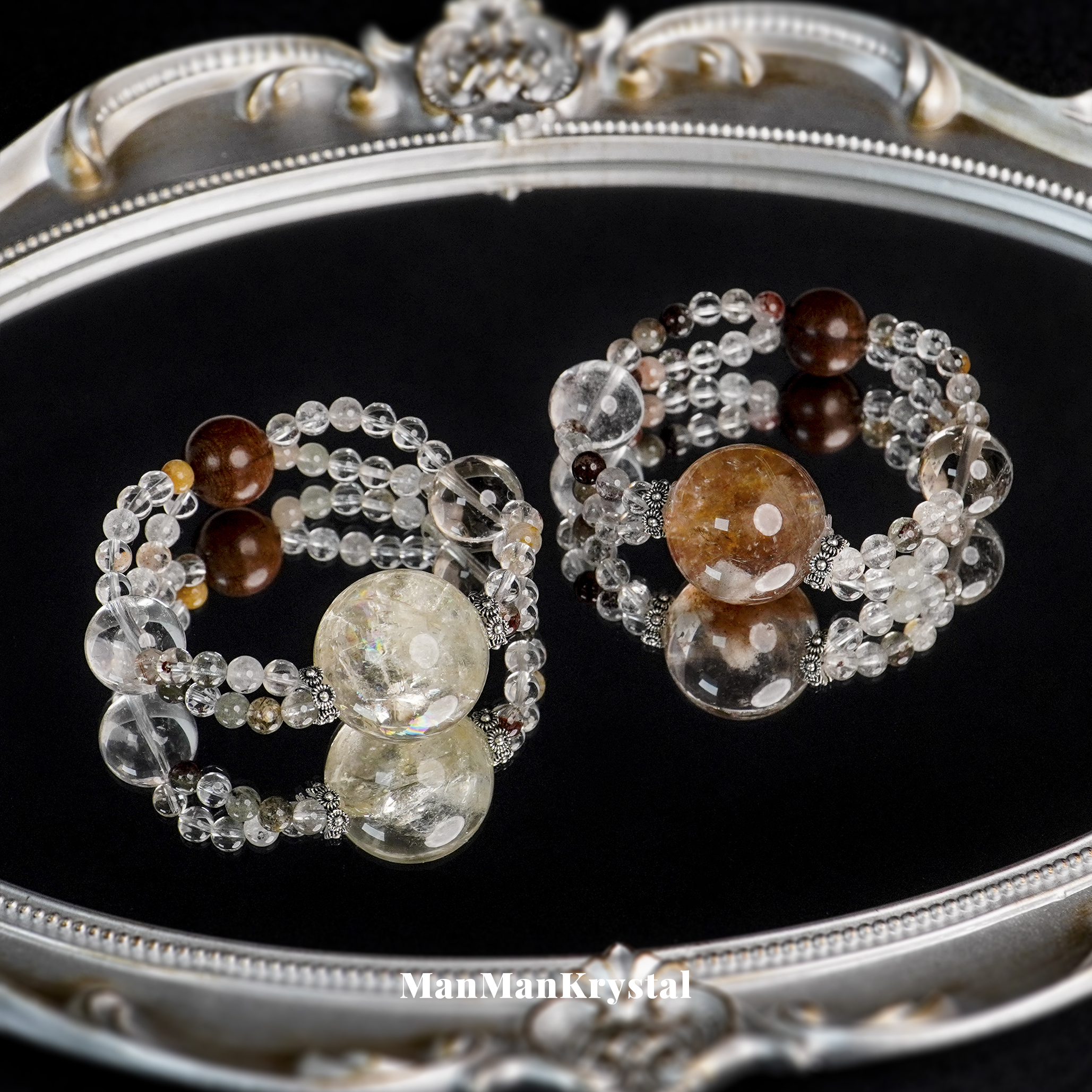 A455 【自然之灵】 天然22-26mm 四季幽灵 白水晶手链多样性发货