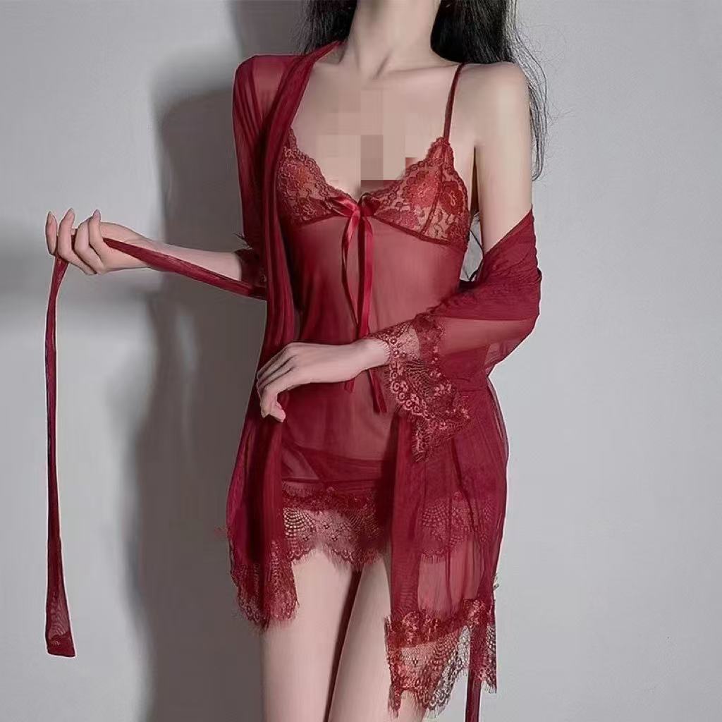 【云纱轻芙】性感吊带蕾丝网纱睡裙网红款亲肤舒适连衣睡裙美背纯欲