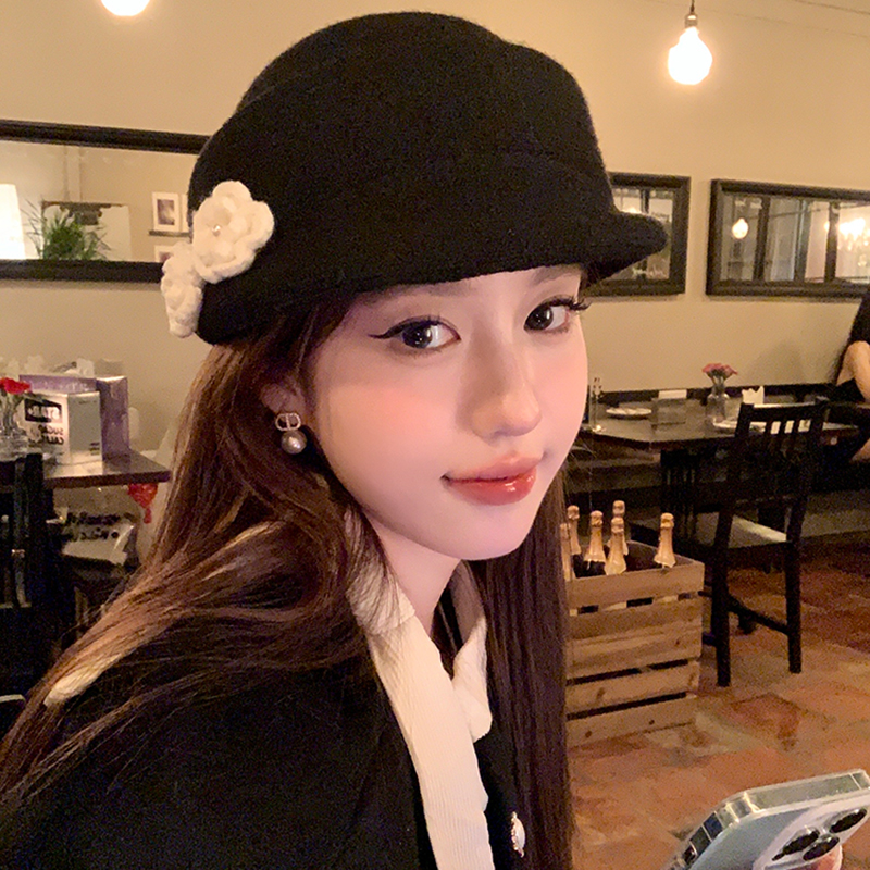我本千金 高定版~ins花朵礼帽子女秋冬小众气质贝雷报童帽显脸小