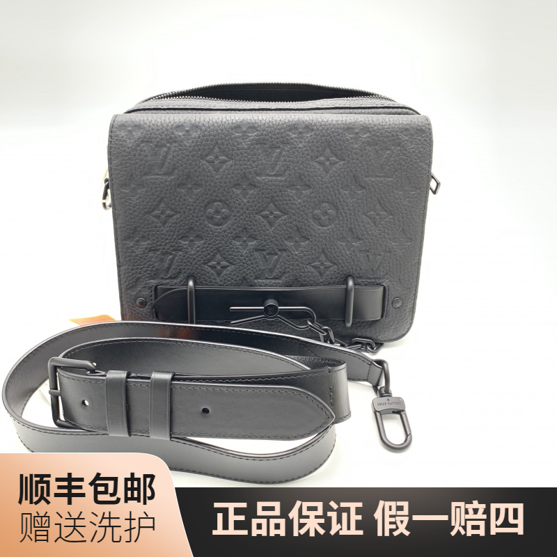 99新 LouisVuitton/路易威登 LV 黑老花压印斜挎包/10019423 肩包