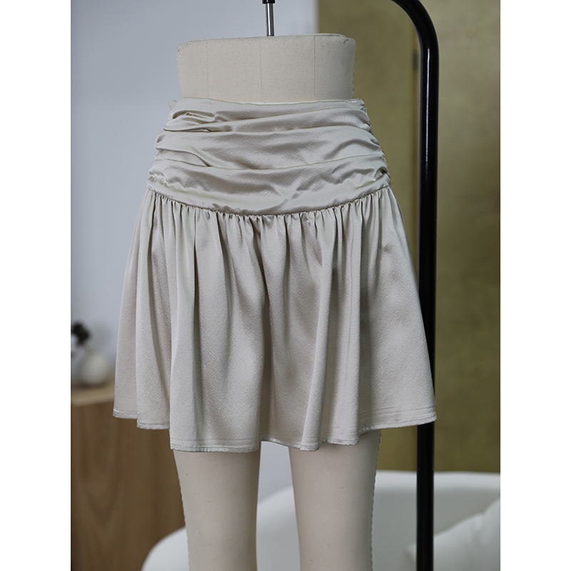 JUZININE【主播样衣】原创设计重磅真丝褶皱短裙 782A 100%桑蚕丝