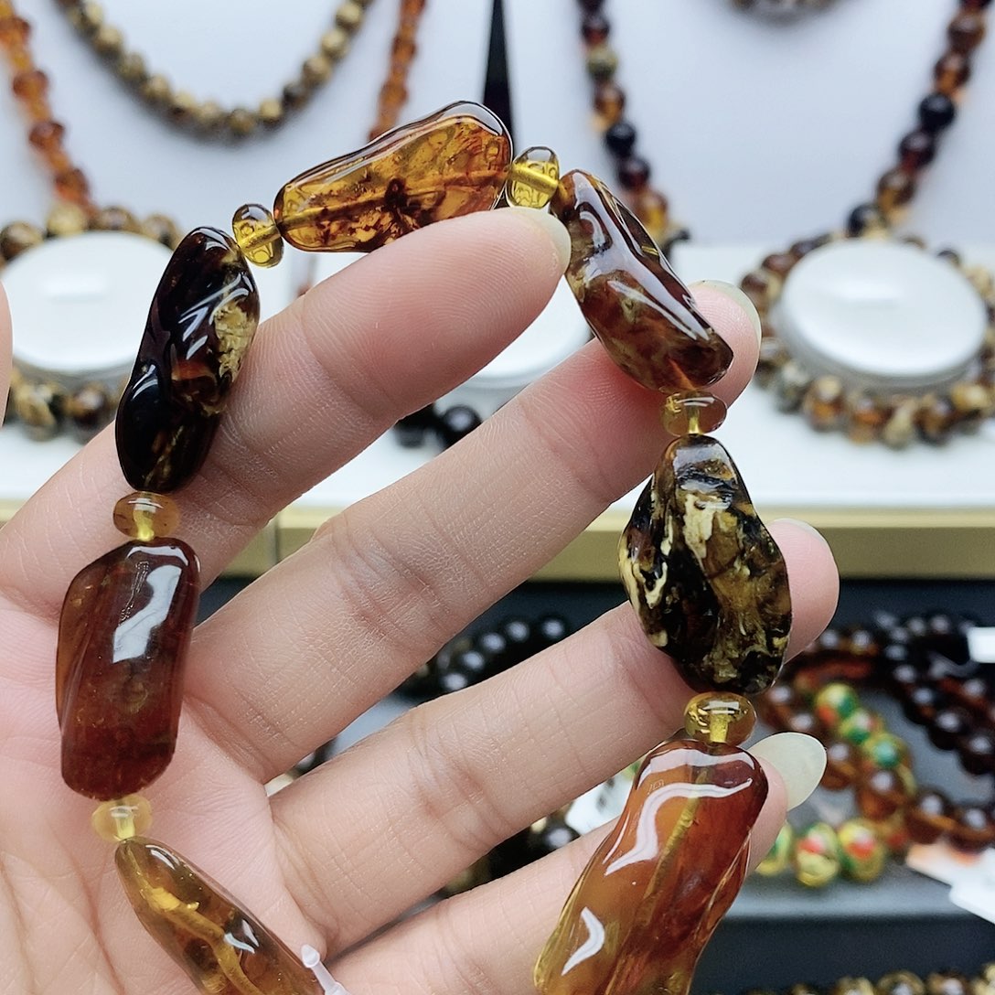 琥珀手链未镶嵌随型