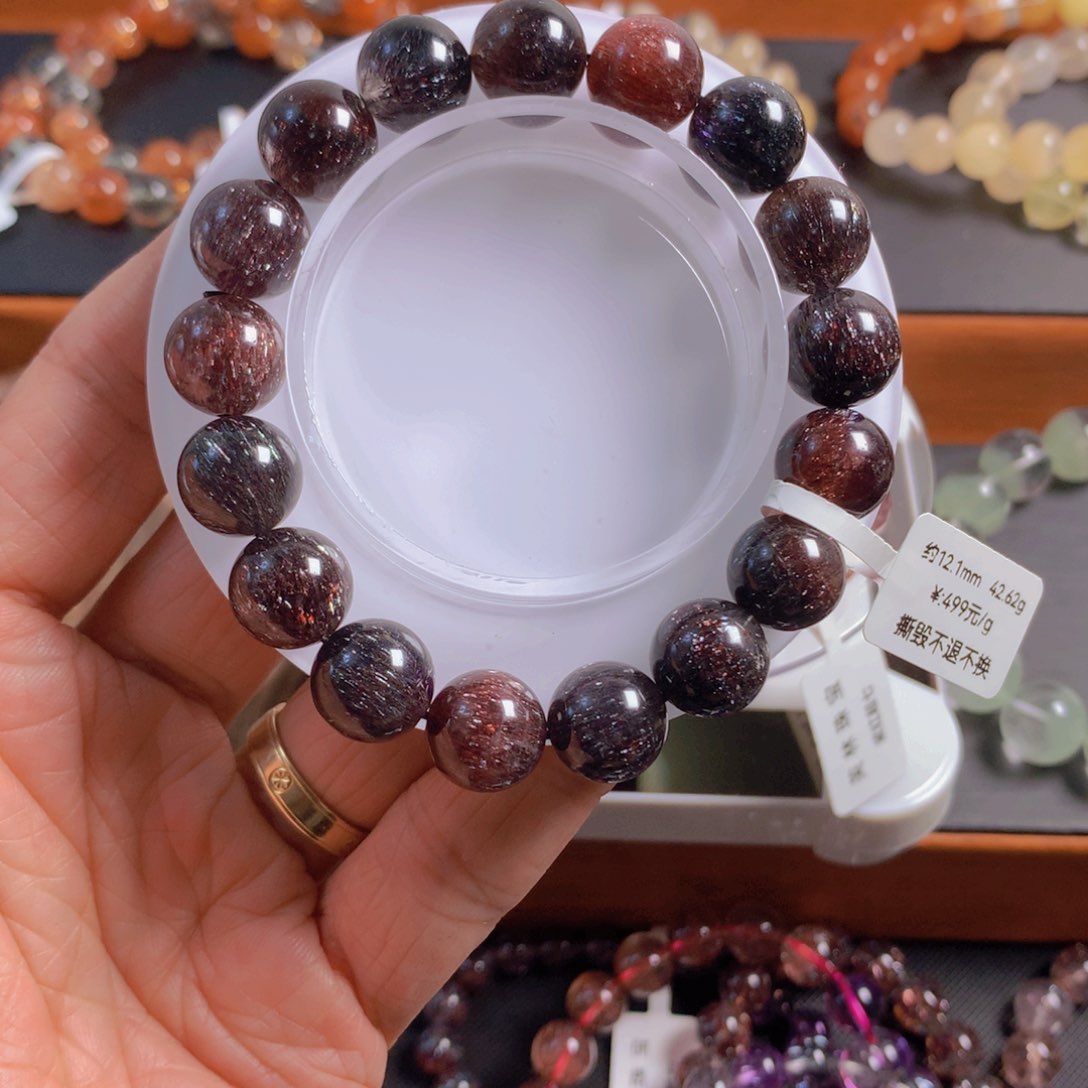 水晶手链未镶嵌黑红超七12+