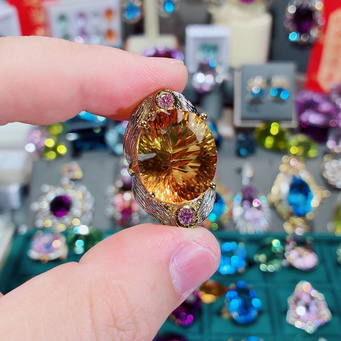 *****黄晶银S925镶嵌戒指