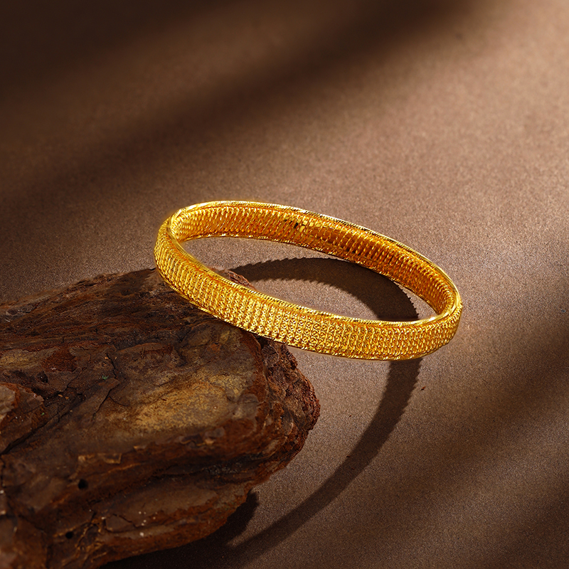 足银手镯 银铸厚金镂空手工拉丝手镯时尚百搭传承经典情侣送礼盒