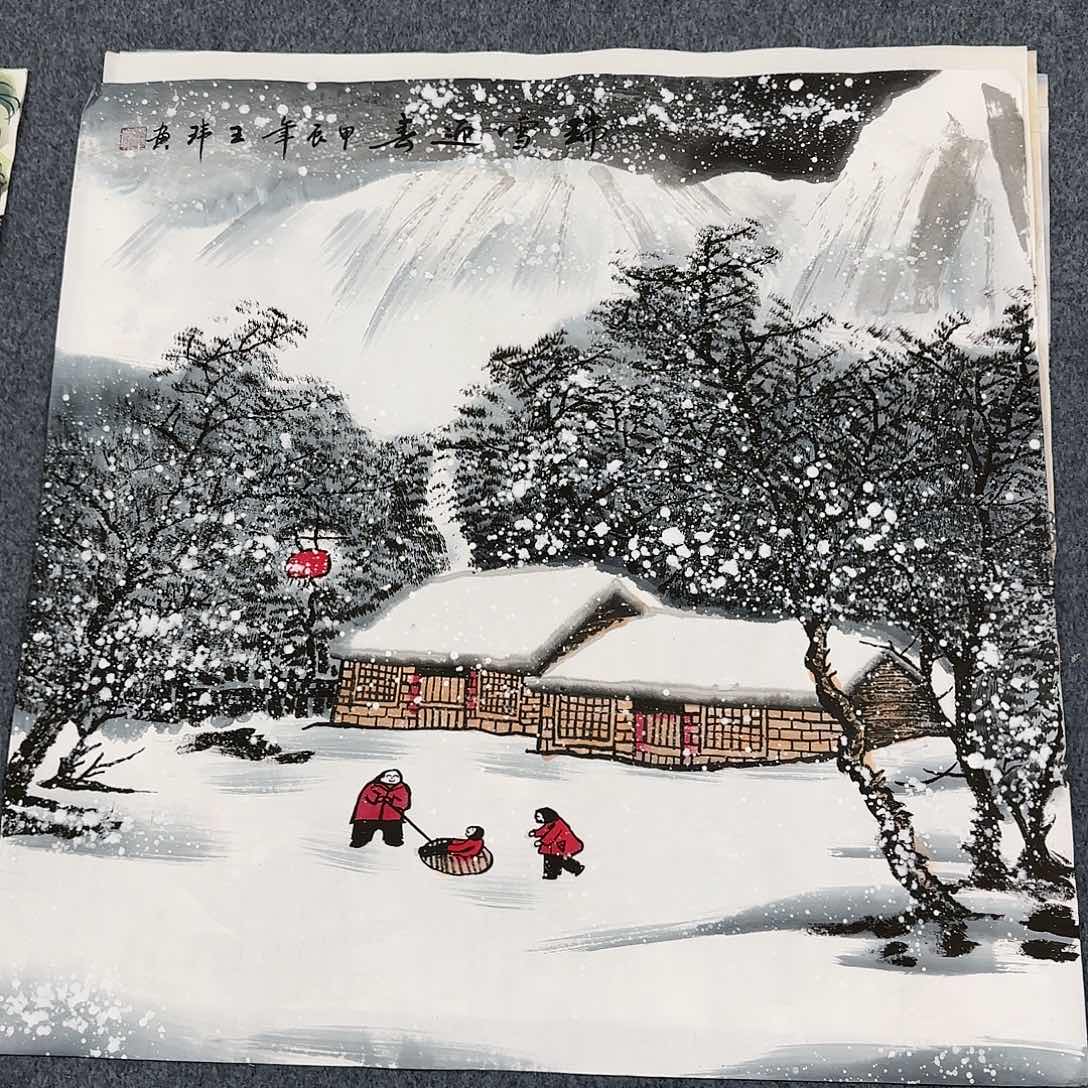 国画尺寸70X70手绘作品