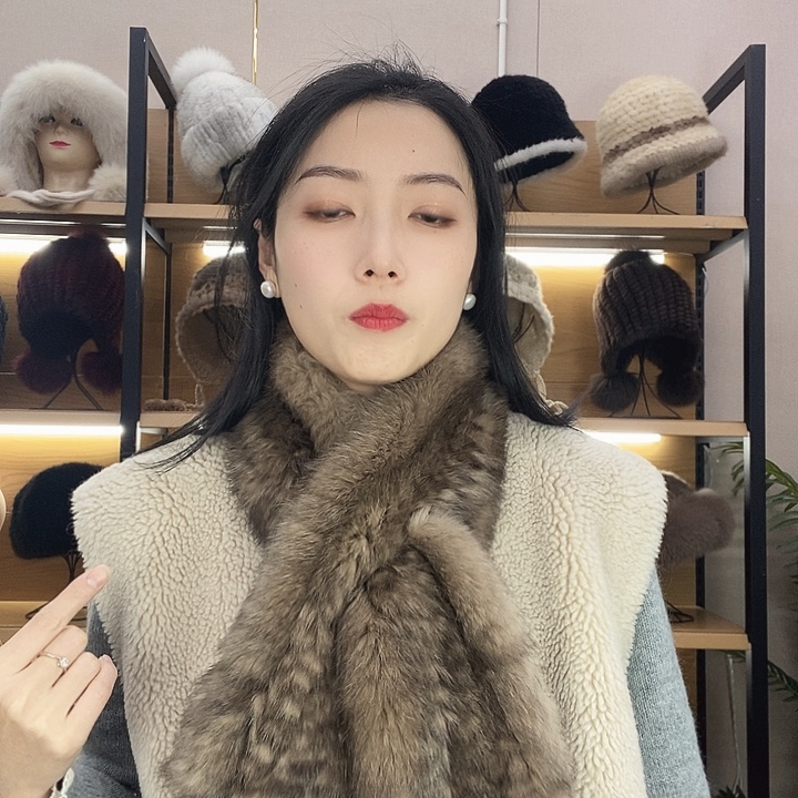 安哥拉兔毛兔毛浅棕色围巾