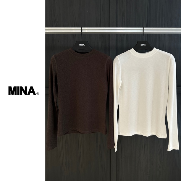 【MINA】长袖INS风显瘦T恤秋冬百搭